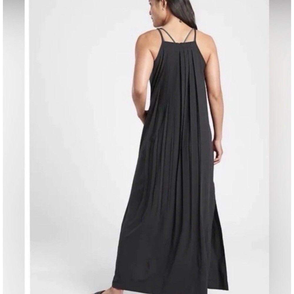 Athleta Hayes Pleated Cami Strap Maxi Dress Women’s Plus 3X Black Resort Travel